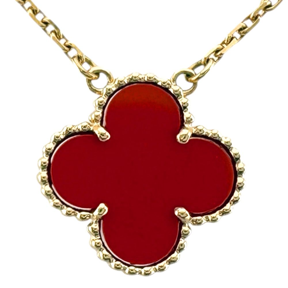 Van Cleef & Arpels Vintage Alhambra Carnelian Necklace 18k Gold — view 3