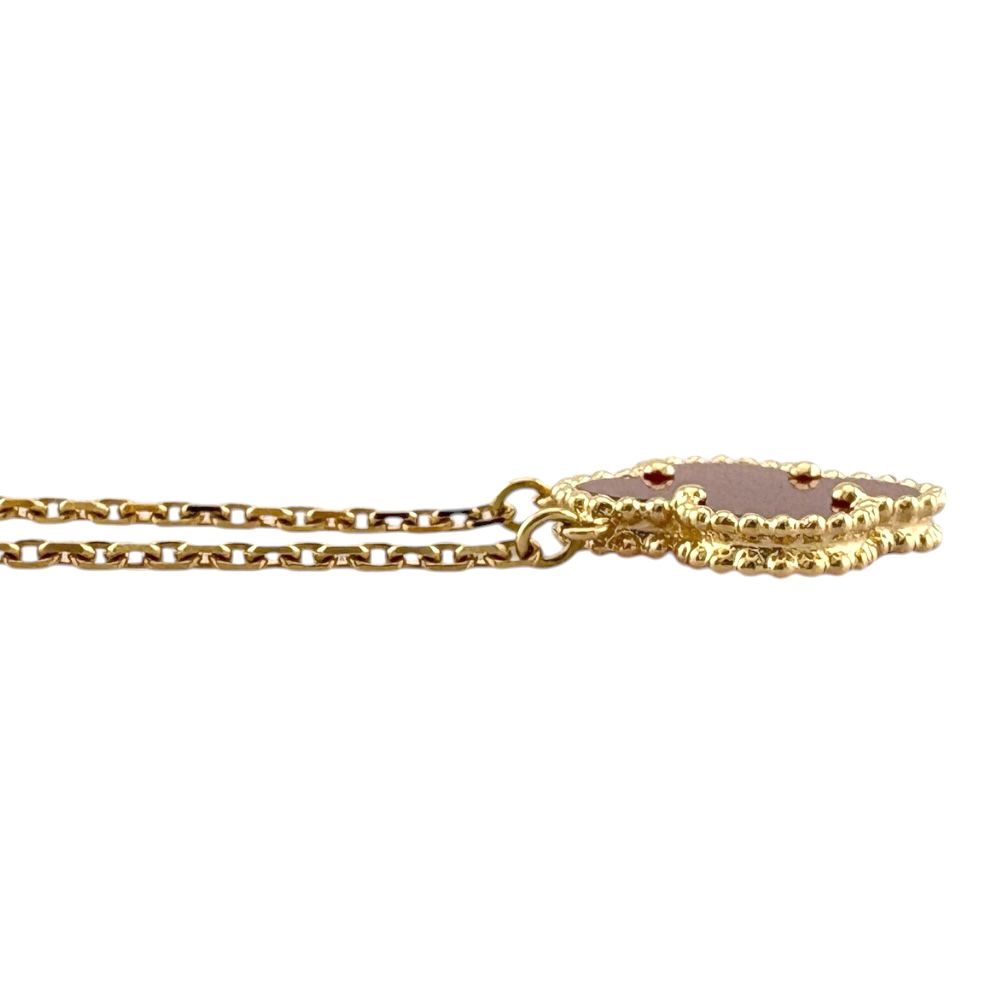 Van Cleef & Arpels Vintage Alhambra Carnelian Necklace 18k Gold — view 4