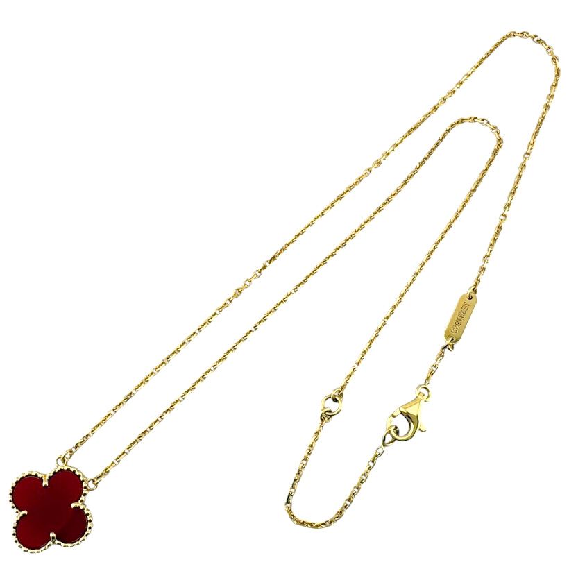 Van Cleef & Arpels Vintage Alhambra Carnelian Necklace 18k Gold — view 9