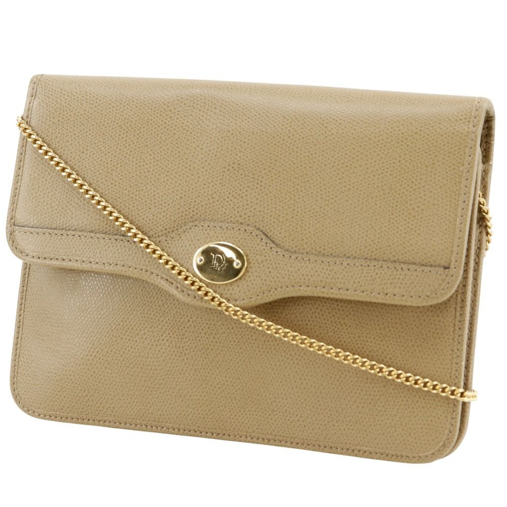 Dior Chain Shoulder Vintage Leather Beige Bag — view 2