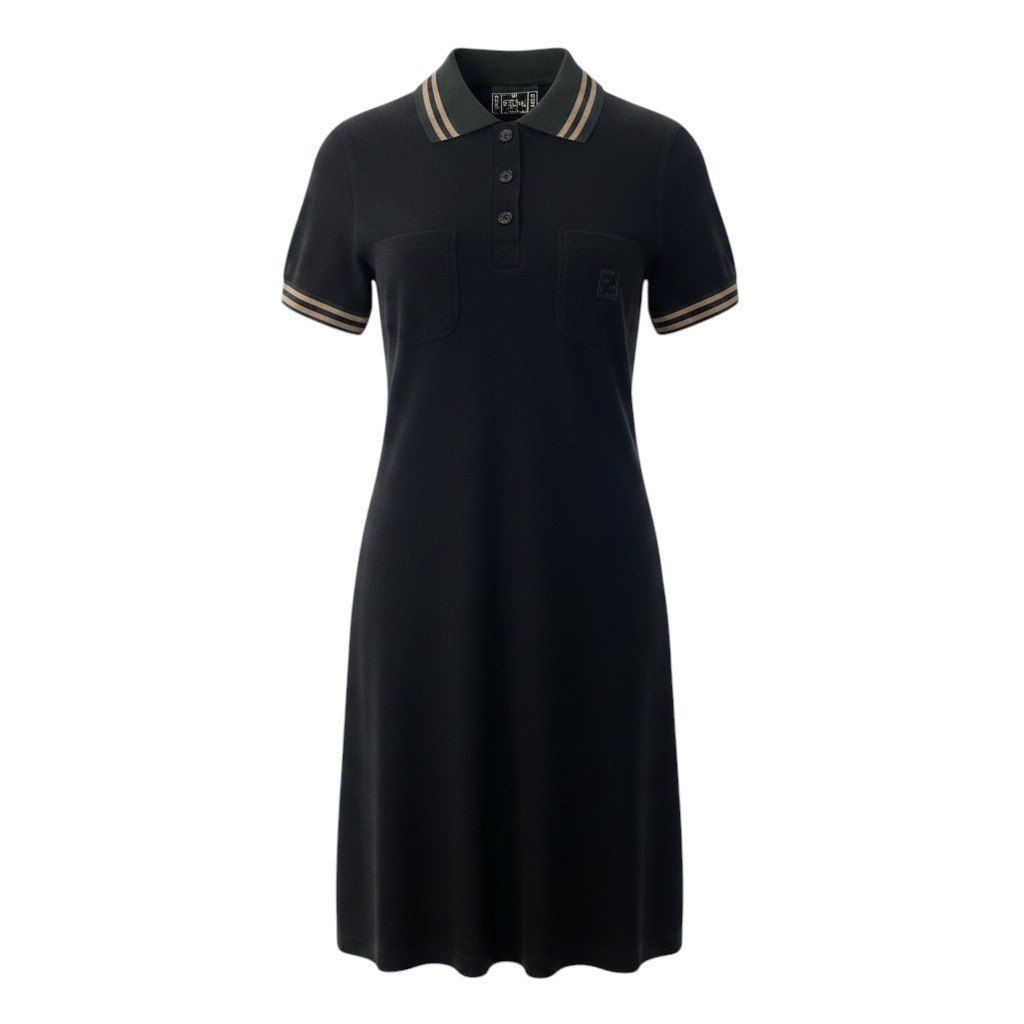 Fendi Short Sleeve Polo Dress FF Logo 42 Black