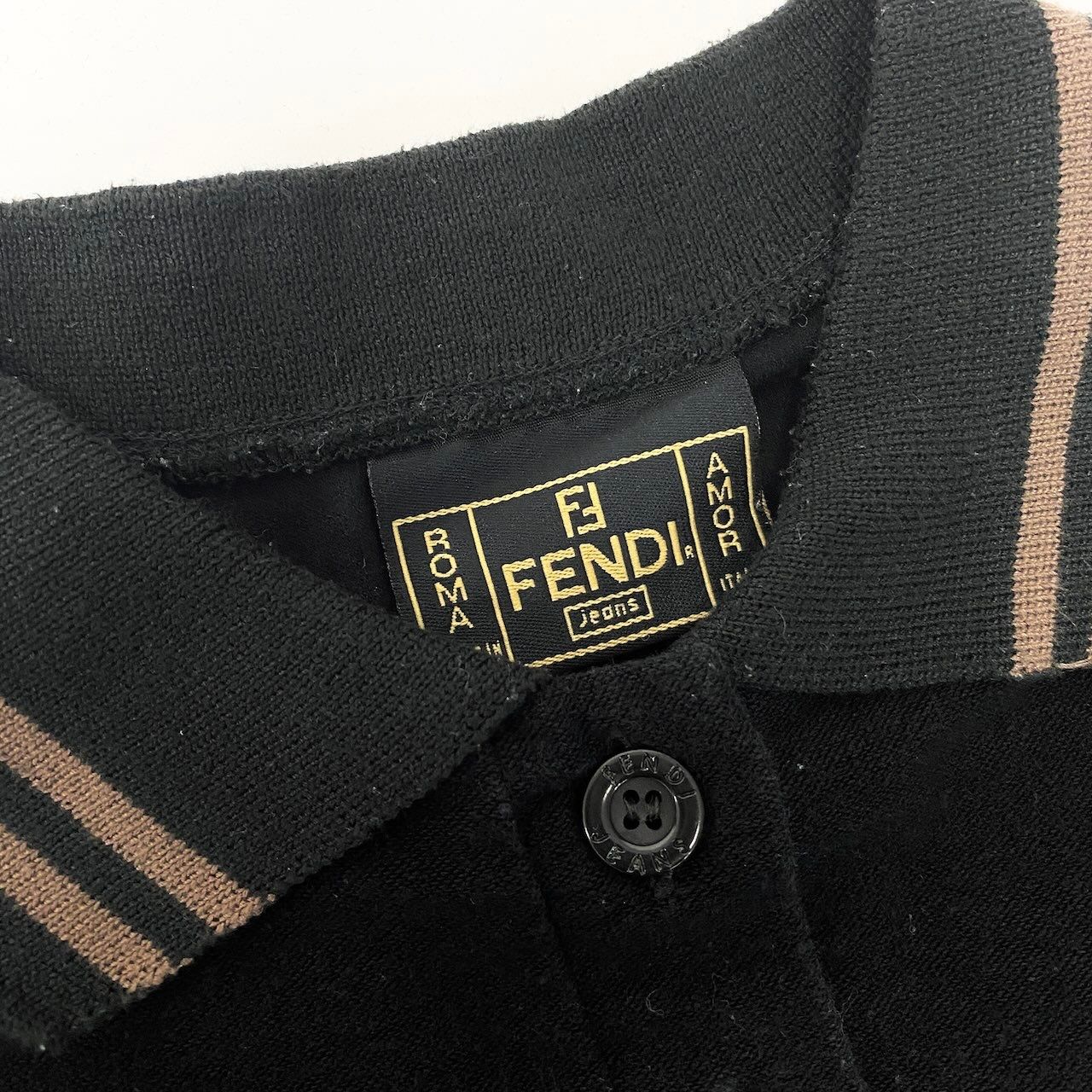 Fendi Short Sleeve Polo Dress FF Logo 42 Black — view 8