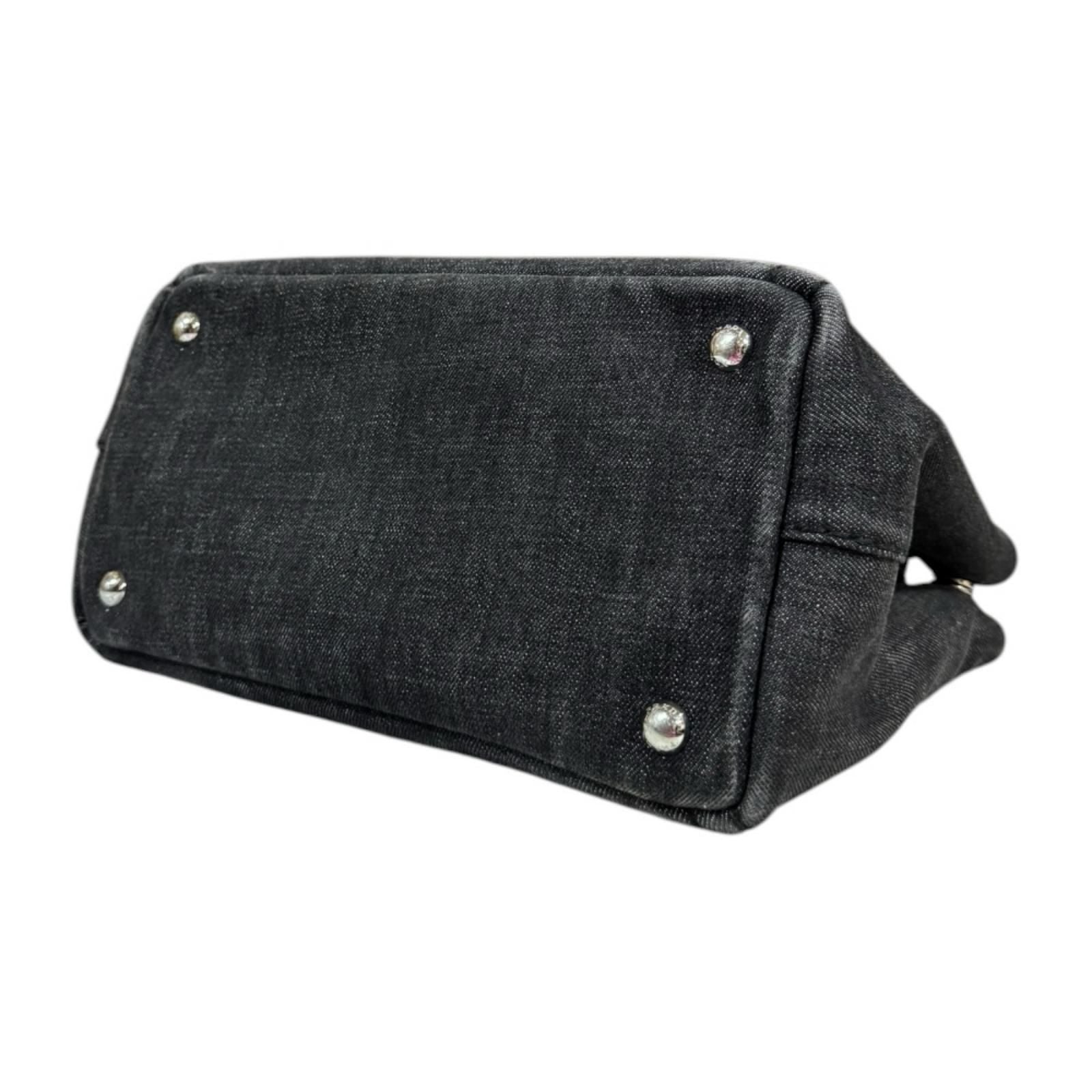 Prada Canapa Tote SS Shoulder Bag Denim Black — view 7