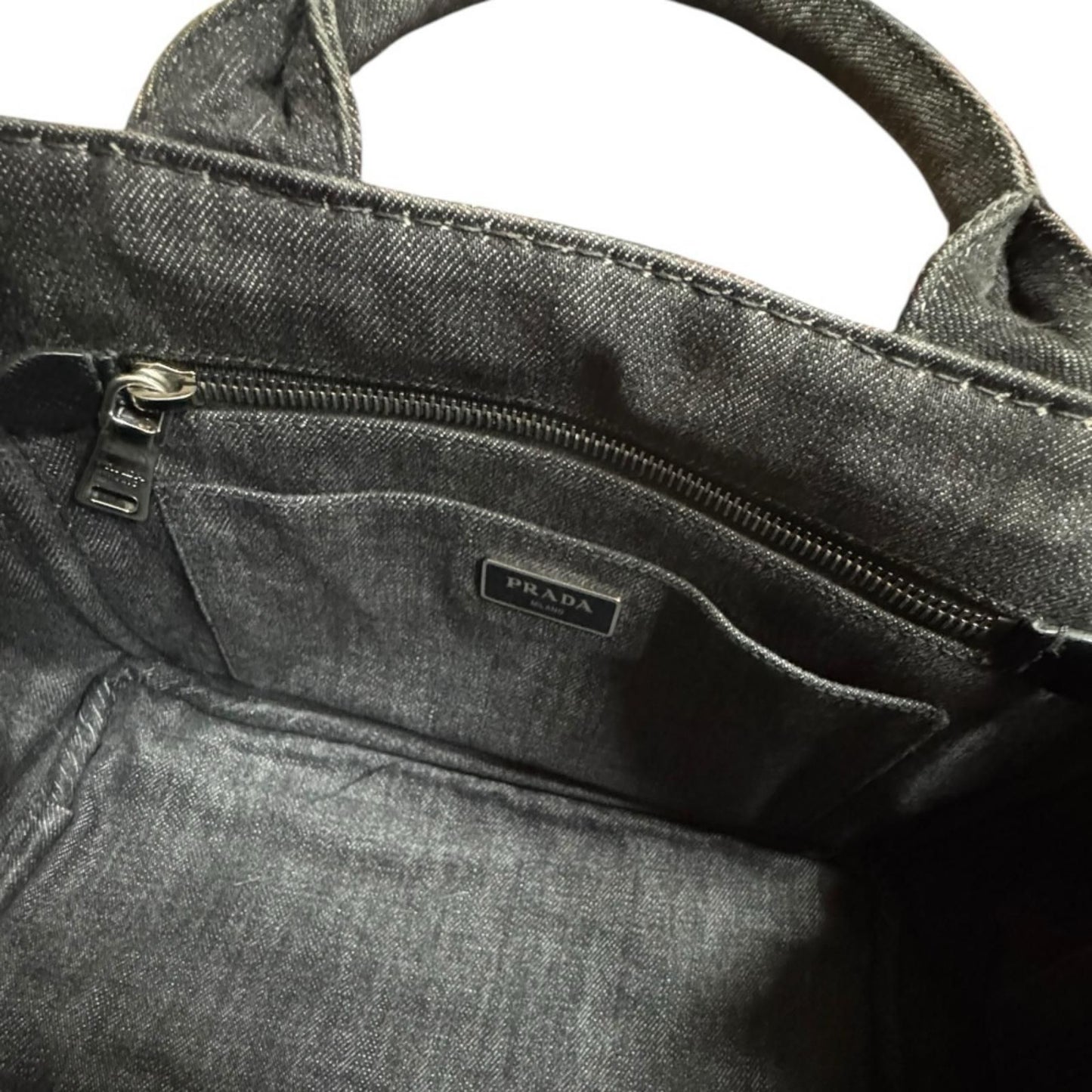 Prada Canapa Tote SS Shoulder Bag Denim Black — view 9