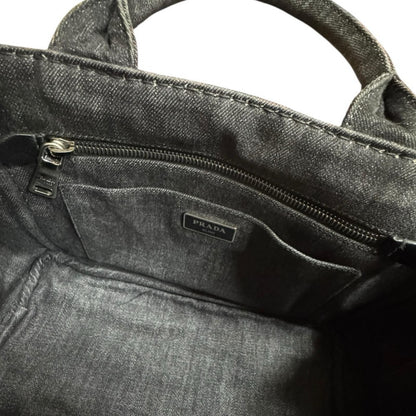 Prada Canapa Tote SS Shoulder Bag Denim Black — view 9