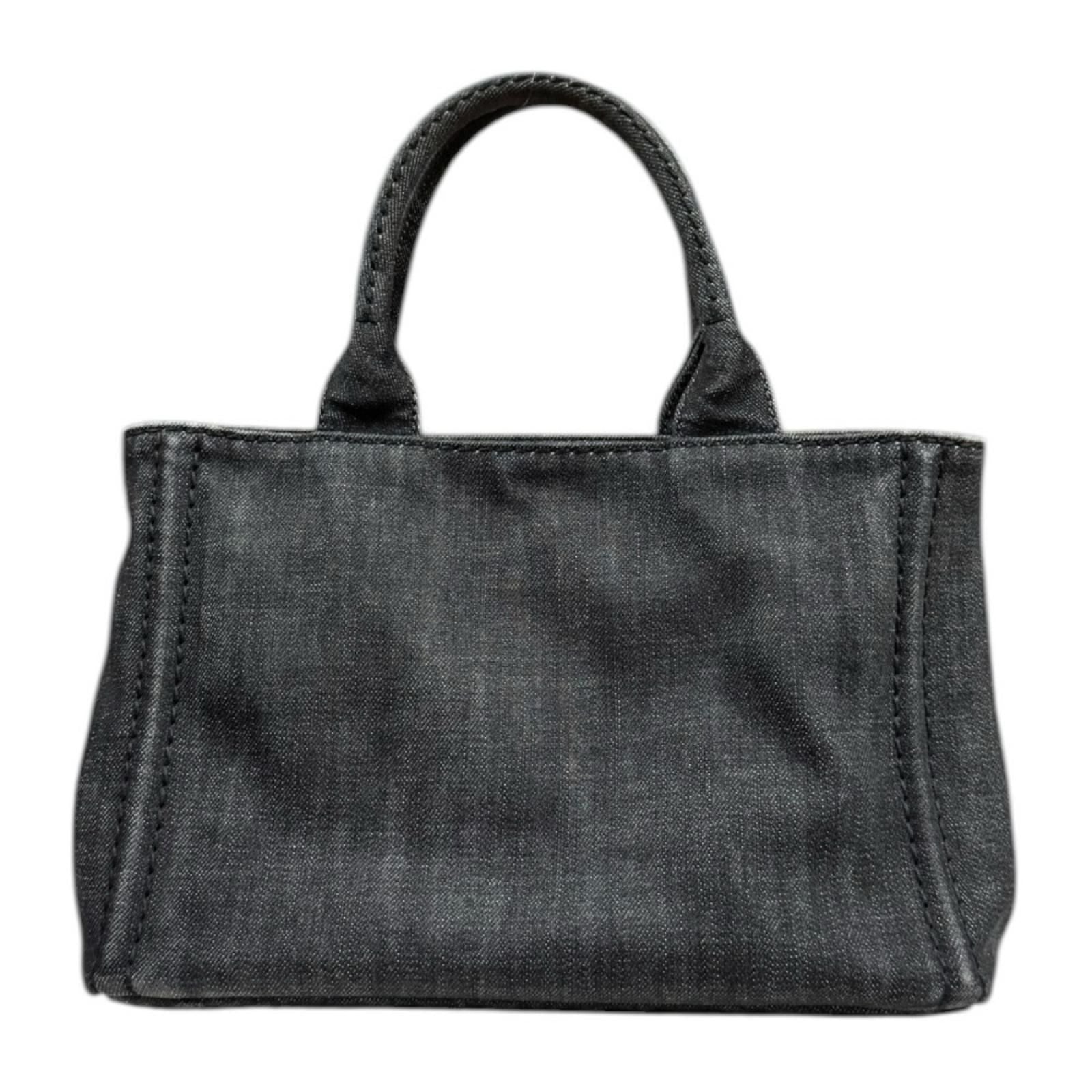 Prada Canapa Tote SS Shoulder Bag Denim Black — view 3