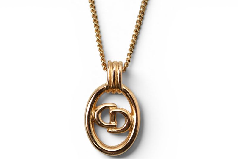 Dior Necklace Pendant Vintage CD Logo Gold