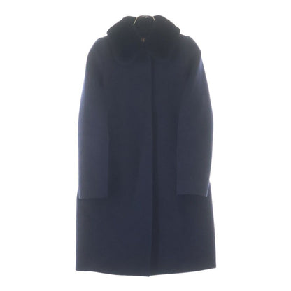Max Mara Mink Color Button Up No Vent Wool Long Coat Navy 00