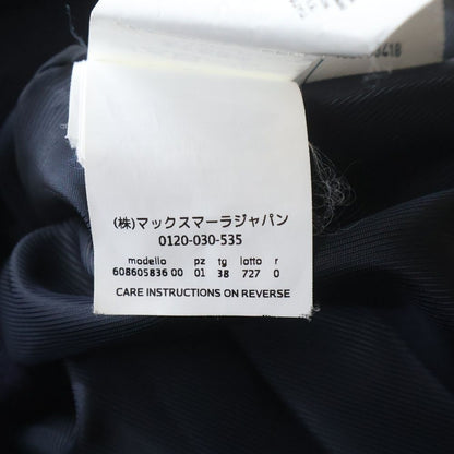 Max Mara Mink Color Button Up No Vent Wool Long Coat Navy 00 — view 8
