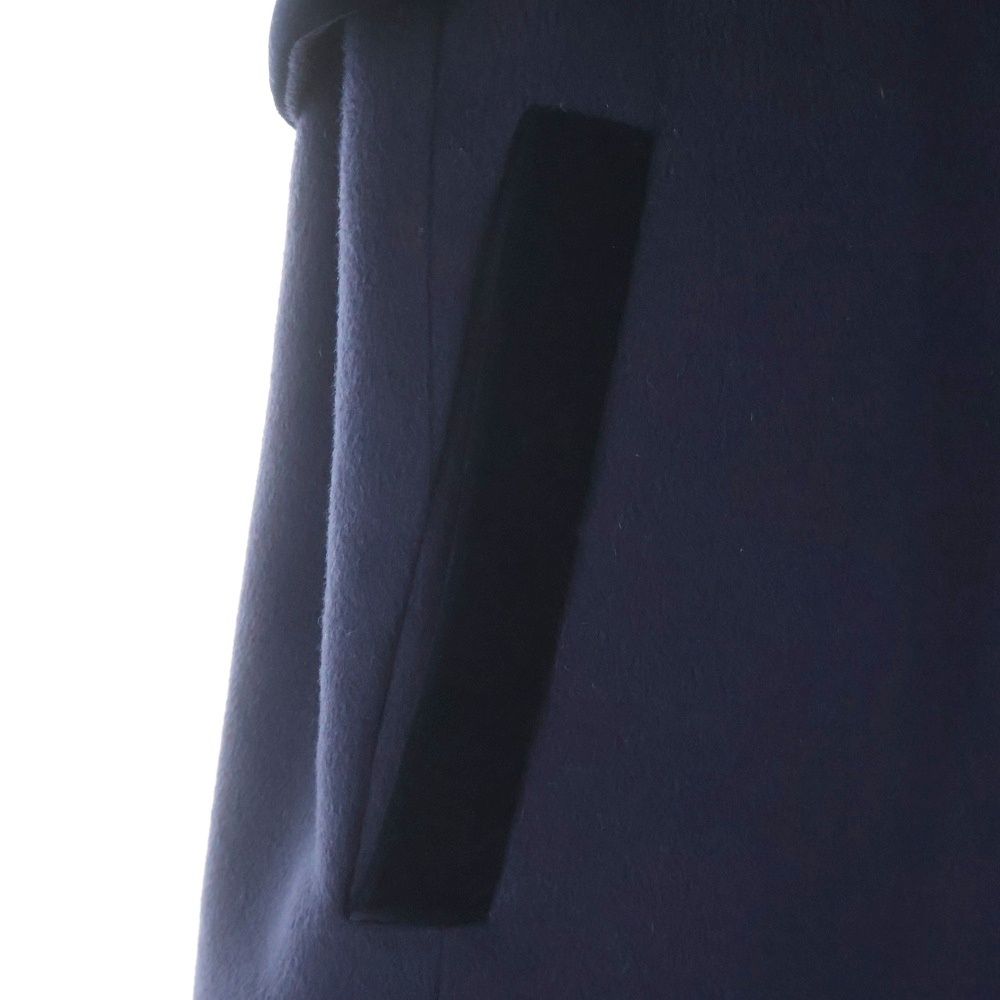 Max Mara Mink Color Button Up No Vent Wool Long Coat Navy 00 — view 5