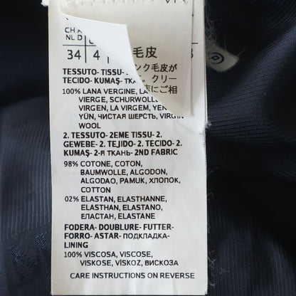 Max Mara Mink Color Button Up No Vent Wool Long Coat Navy 00 — view 7