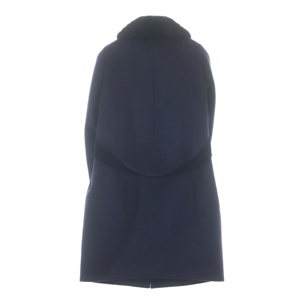 Max Mara Mink Color Button Up No Vent Wool Long Coat Navy 00 — view 2