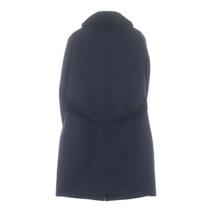 Max Mara Mink Color Button Up No Vent Wool Long Coat Navy 00 — view 2