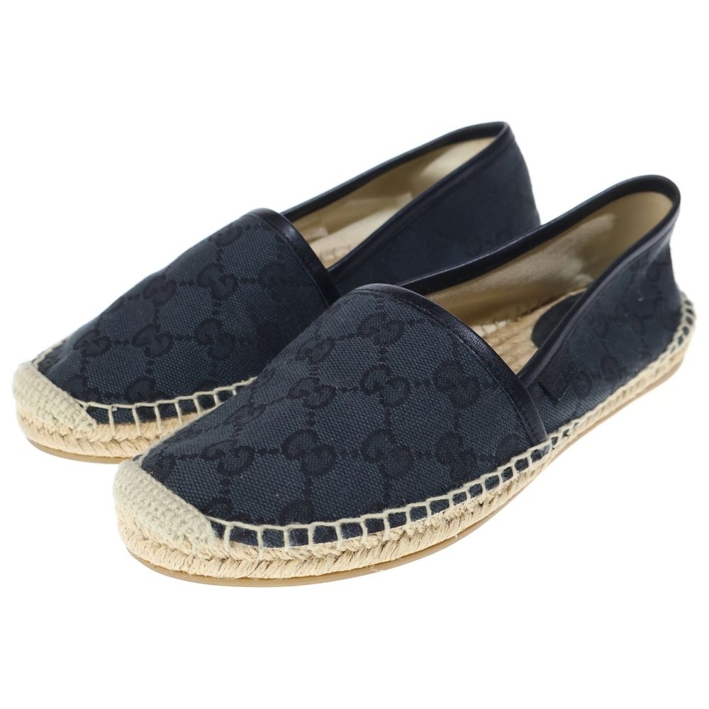 Gucci GG Canvas Espadrille Flat Shoes Navy — view 2