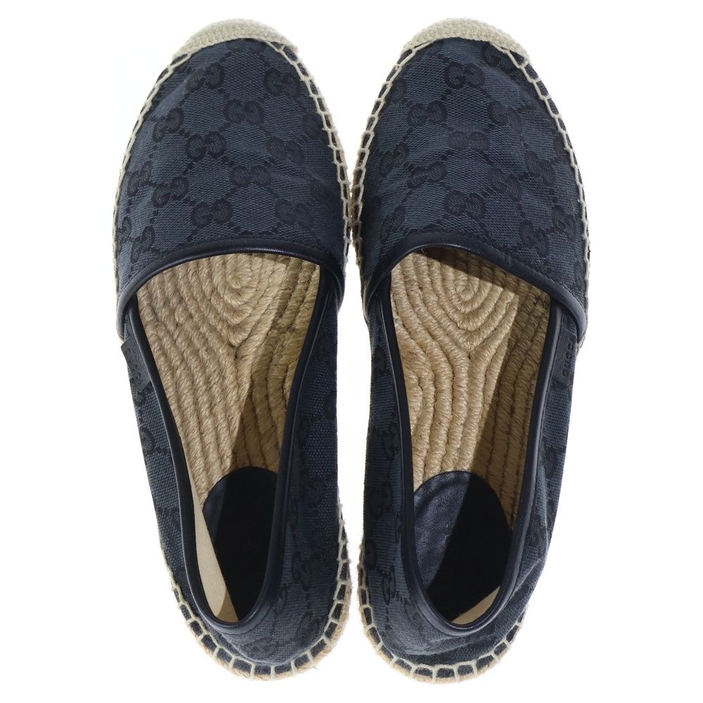 Gucci GG Canvas Espadrille Flat Shoes Navy — view 4
