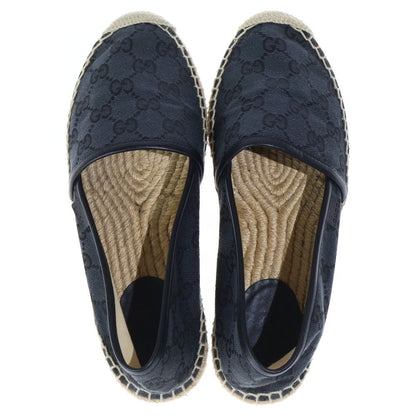 Gucci GG Canvas Espadrille Flat Shoes Navy — view 4