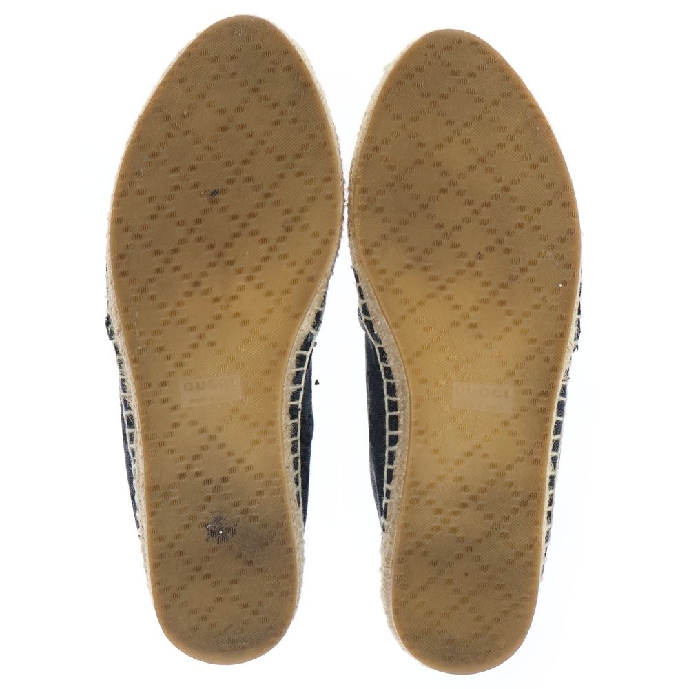 Gucci GG Canvas Espadrille Flat Shoes Navy — view 5