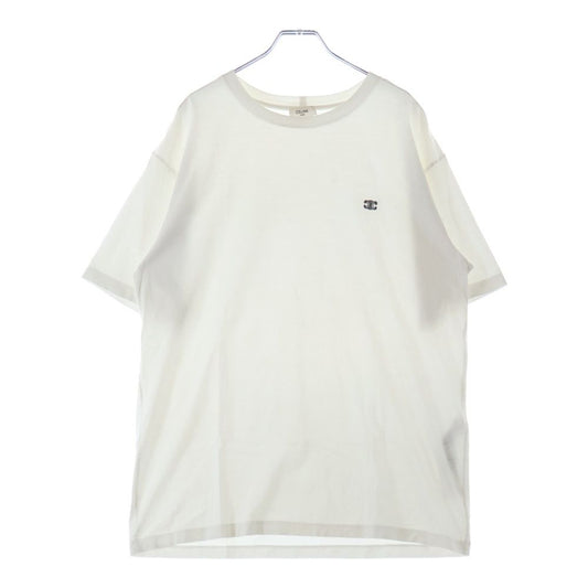 Celine Triomphe One Point Logo Embroidery Crew Neck Short Sleeve T-Shirt Cotton