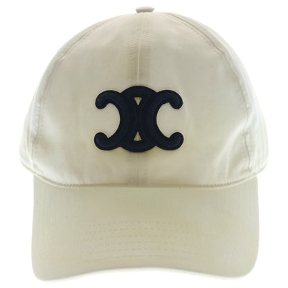 Celine Triomphe Patch Logo Cotton 6 Panel Baseball Cap Hat White — view 4