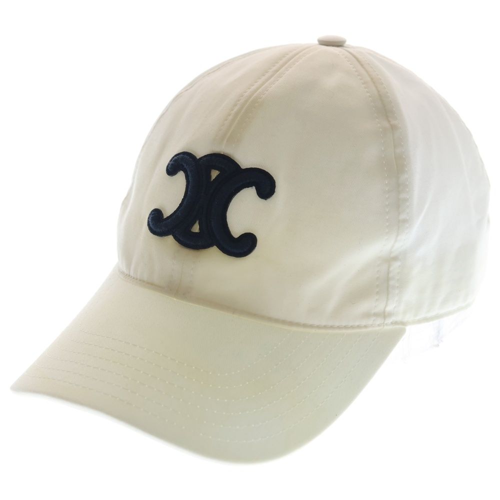 Celine Triomphe Patch Logo Cotton 6 Panel Baseball Cap Hat White