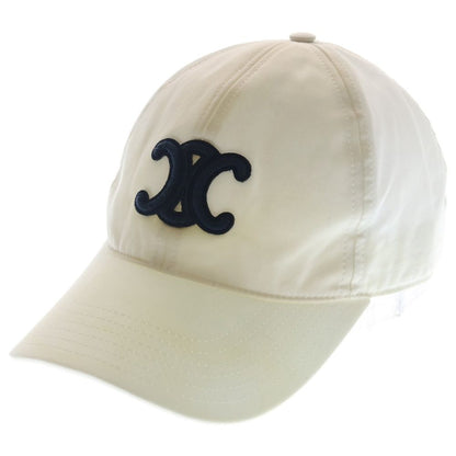 Celine Triomphe Patch Logo Cotton 6 Panel Baseball Cap Hat White