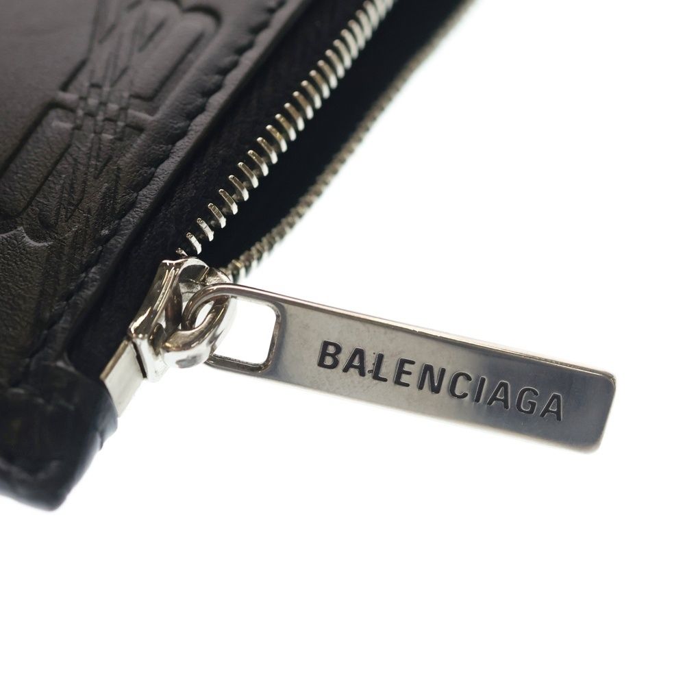 Balenciaga Embossed Monogram Coin Case BB Fragment Card Purse Black — view 5
