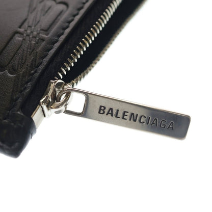 Balenciaga Embossed Monogram Coin Case BB Fragment Card Purse Black — view 5