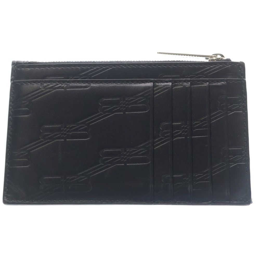 Balenciaga Embossed Monogram Coin Case BB Fragment Card Purse Black — view 2