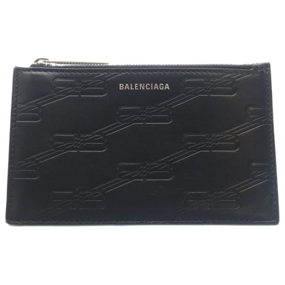 Balenciaga Embossed Monogram Coin Case BB Fragment Card Purse Black