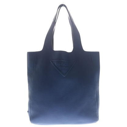 Prada Triangle Logo Tote Blue Leather