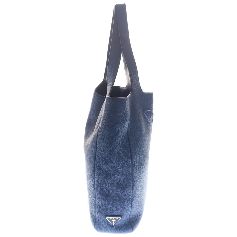 Prada Triangle Logo Tote Blue Leather — view 3