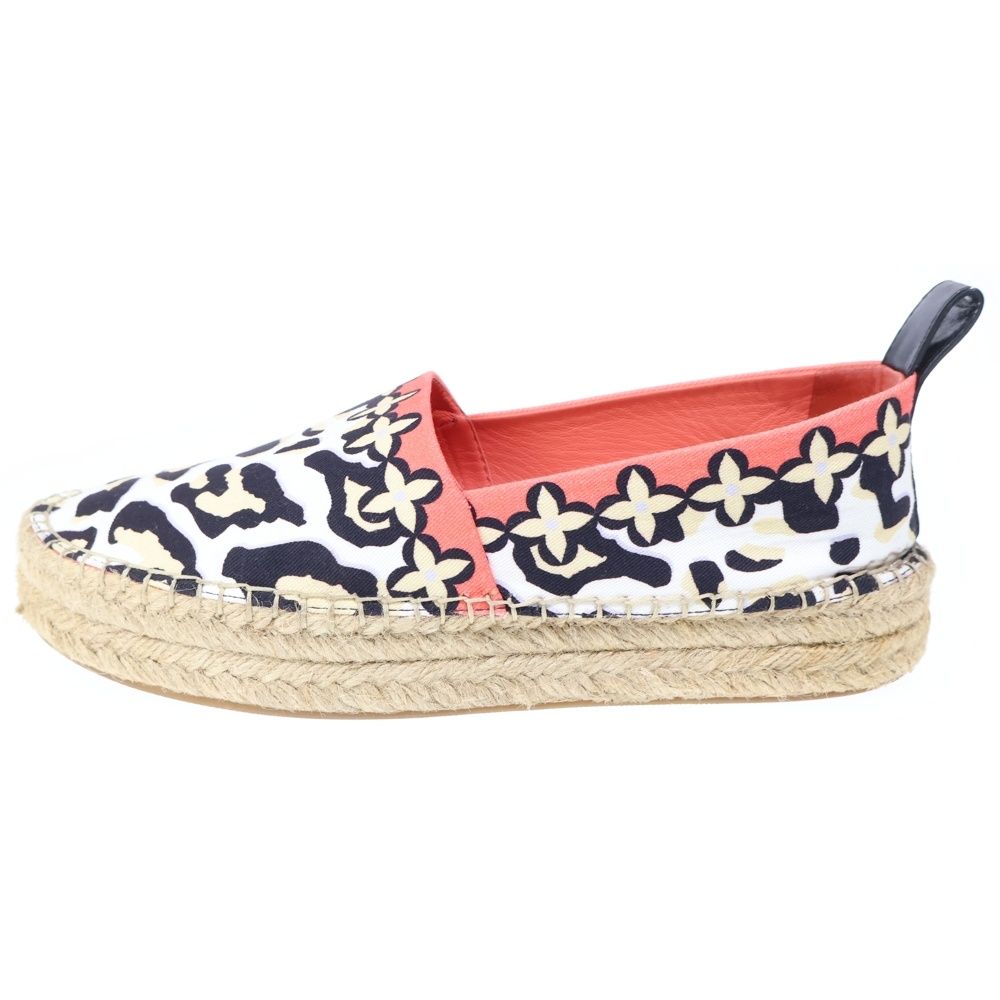 Louis Vuitton Jungle Flat Espadrille Canvas Slip on White Orange