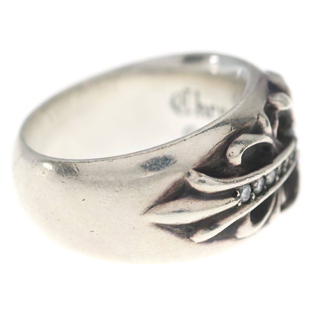 Chrome Hearts Flrl Crs P Dia Floral Black Sling Pave Diamond Silver Ring — view 3