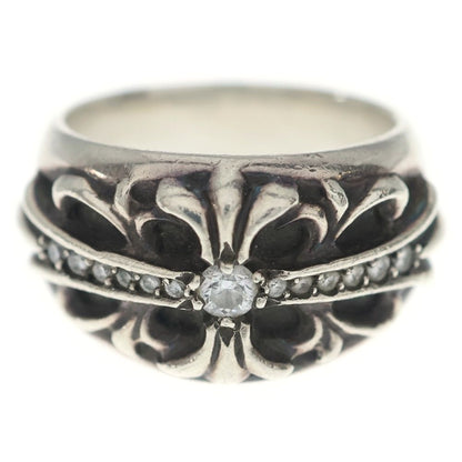 Chrome Hearts Flrl Crs P Dia Floral Black Sling Pave Diamond Silver Ring — view 4