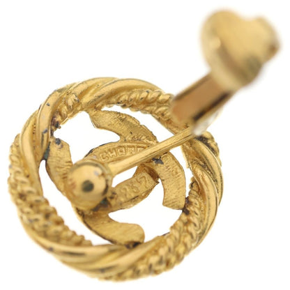 Chanel Logo Round Earrings Gold — view 6