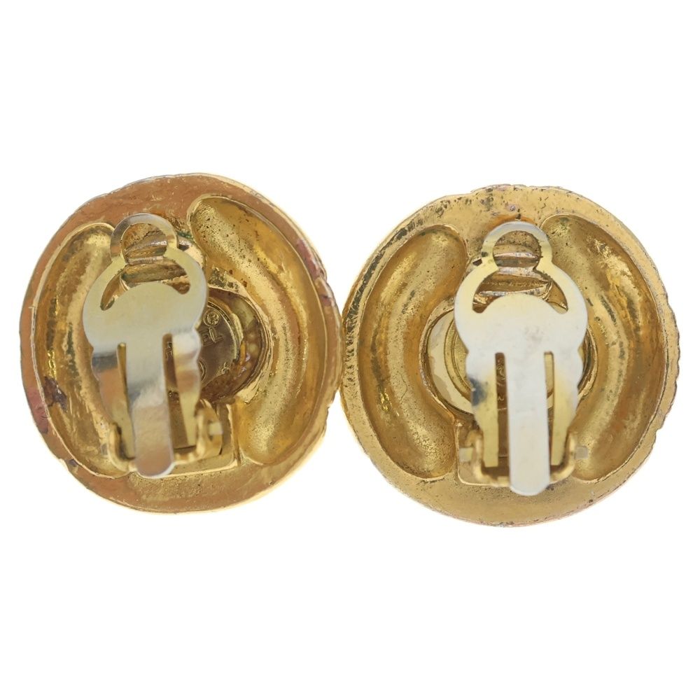 Chanel Faux Pearl Round Earrings Gold — view 2