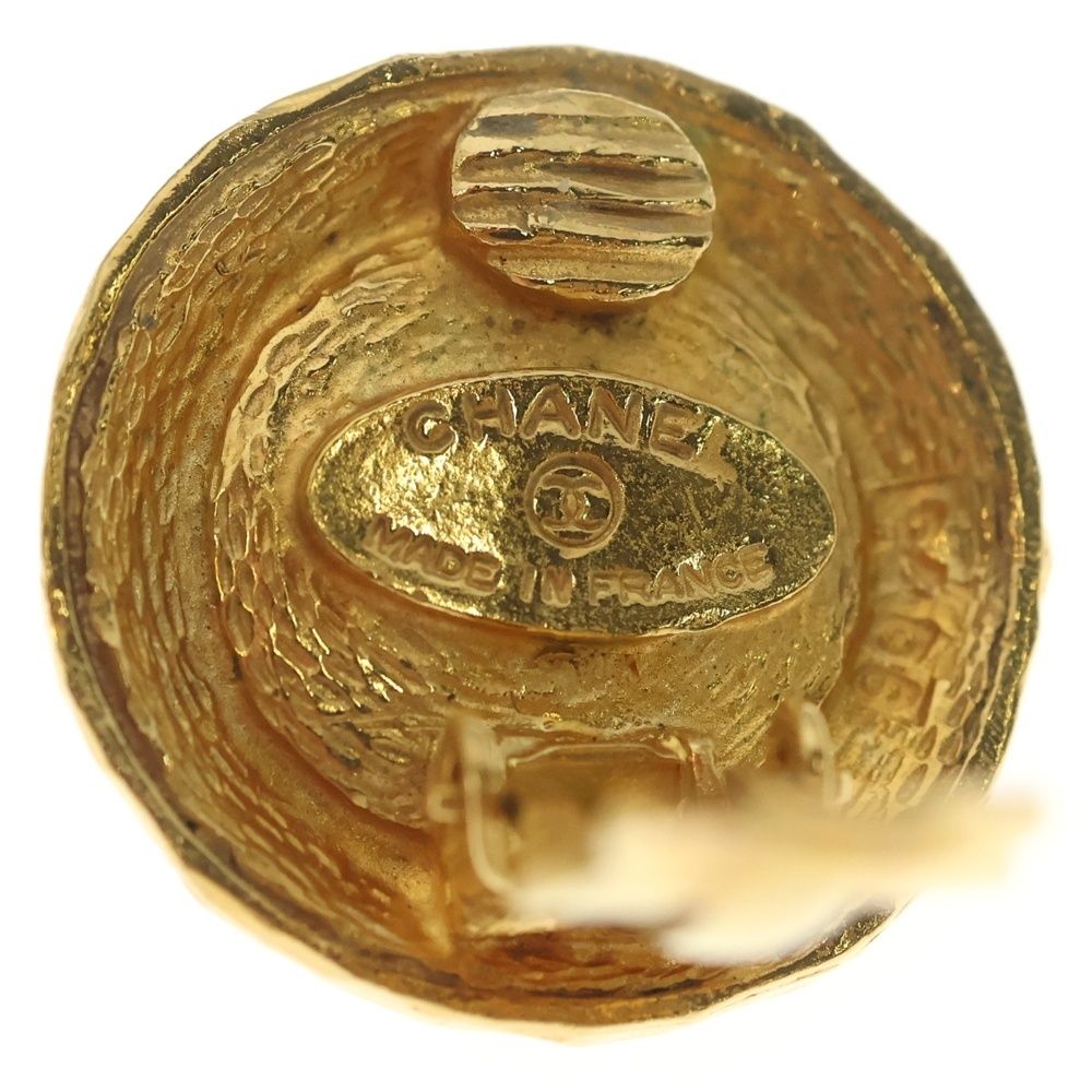 Chanel Faux Pearl Logo Round Earrings Gold — view 6