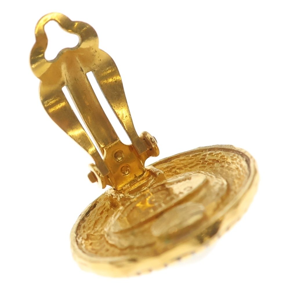 Chanel Faux Pearl Logo Round Earrings Gold — view 5