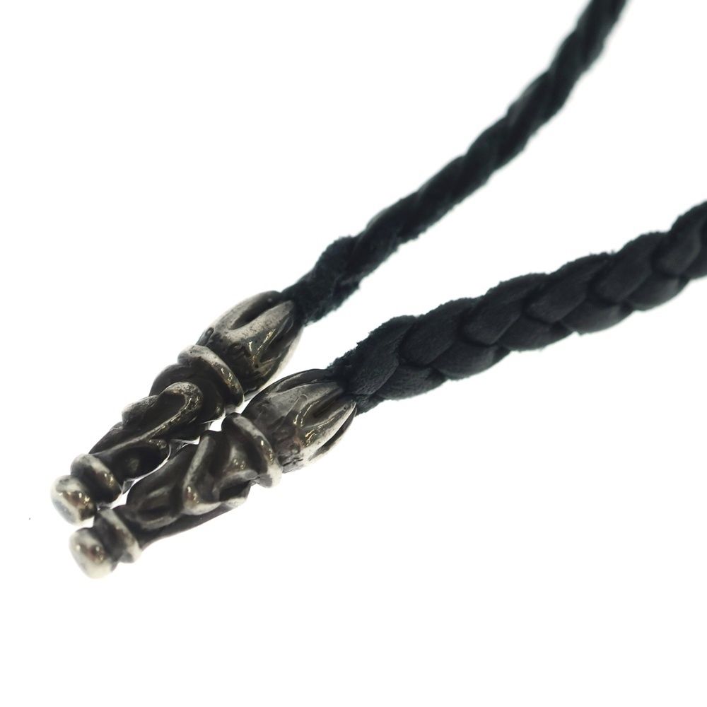Chrome Hearts Leather Braid Scroll Necklace Black Silver — view 4