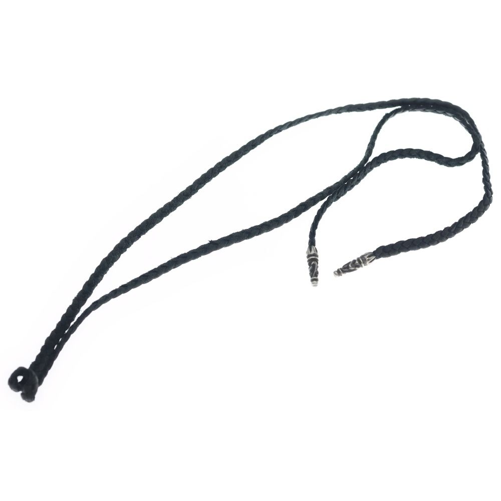 Chrome Hearts Leather Braid Scroll Necklace Black Silver — view 2