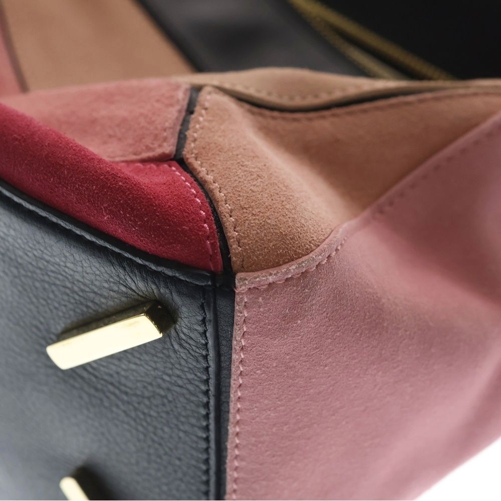Loewe Puzzle 2-Way Shoulder Bag Black Pink Suede Gold — view 5