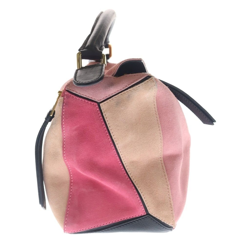 Loewe Puzzle 2-Way Shoulder Bag Black Pink Suede Gold — view 3