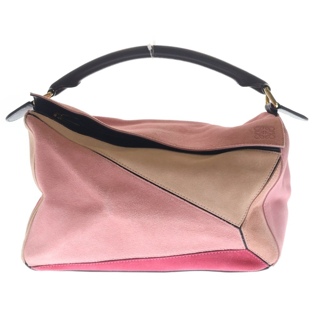 Loewe Puzzle 2-Way Shoulder Bag Black Pink Suede Gold