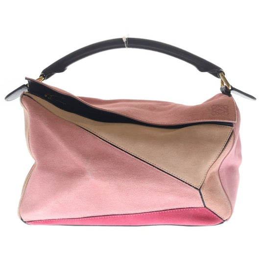 Loewe Puzzle 2-Way Shoulder Bag Black Pink Suede Gold
