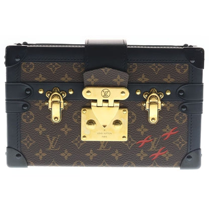 Louis Vuitton Monogram Petite Shoulder Bag Trunk Brown Black Leather Gold