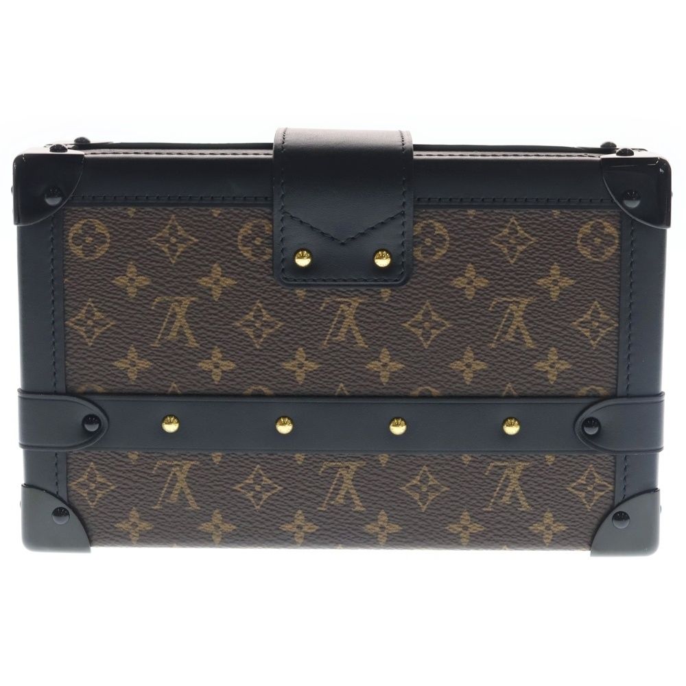Louis Vuitton Monogram Petite Shoulder Bag Trunk Brown Black Leather Gold — view 2