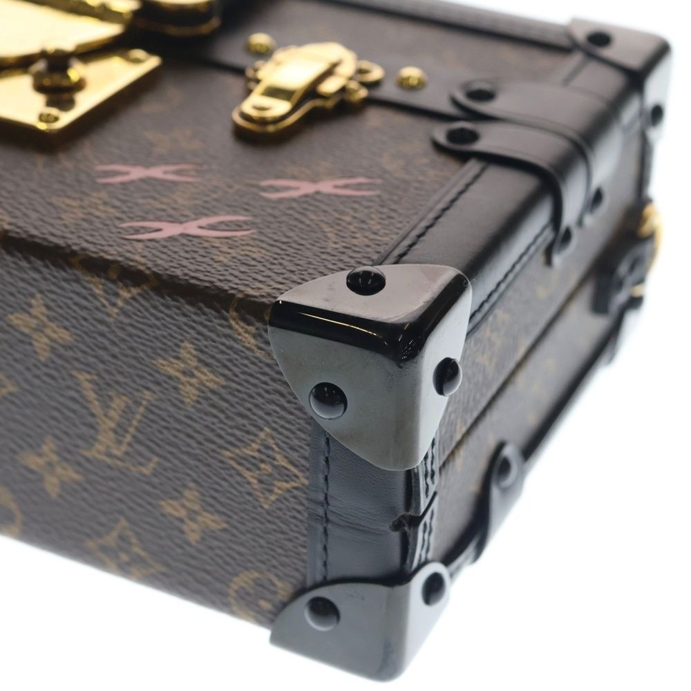 Louis Vuitton Monogram Petite Shoulder Bag Trunk Brown Black Leather Gold — view 5