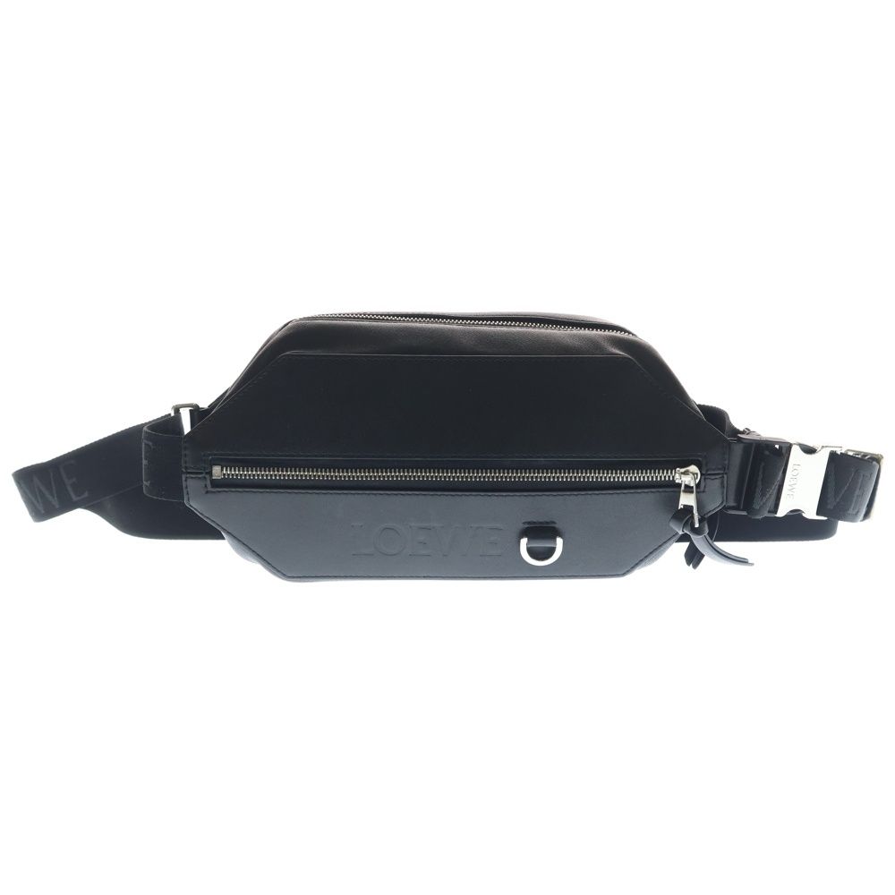 Loewe Convertible Sling Waist Bag Black Leather Silver