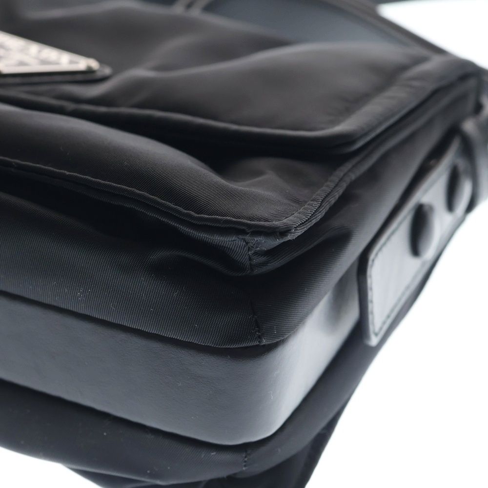 Prada Small Padded Re-Nylon Shoulder Bag Black Leather Nylon — view 5