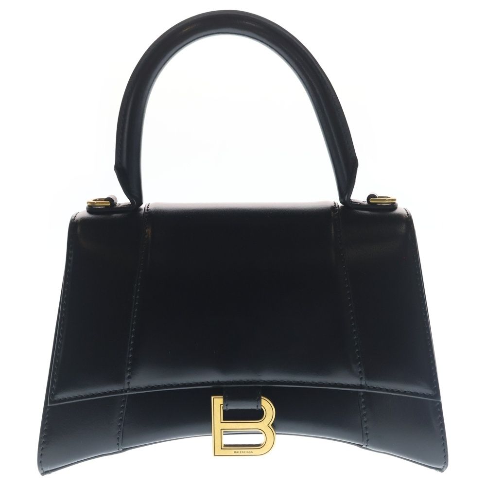 Balenciaga Hourglass Small 2-Way Shoulder Bag Black Leather Gold
